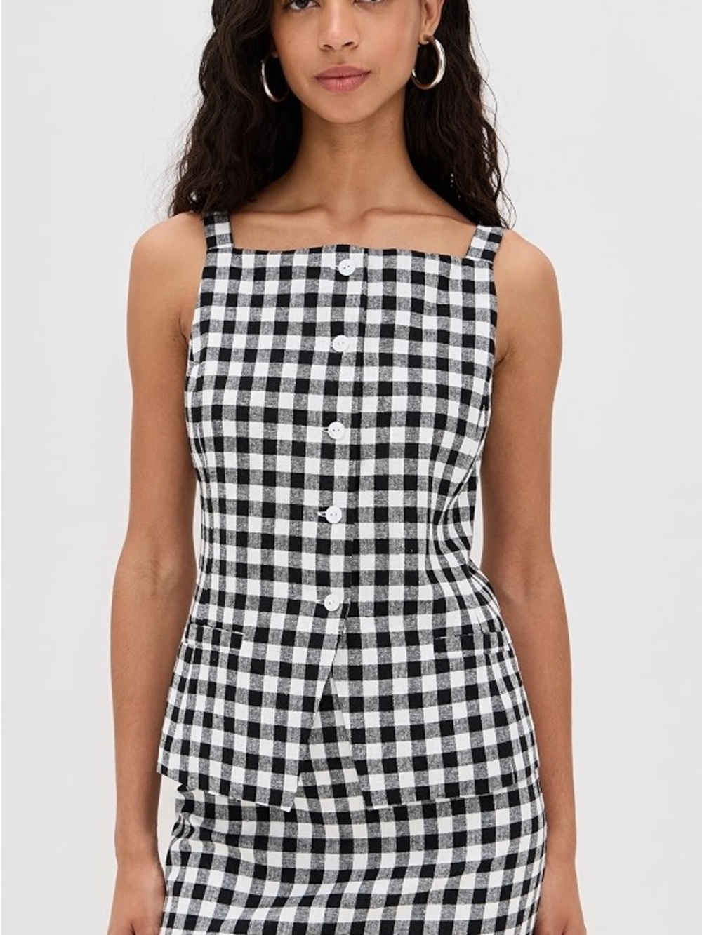 NWT WAYF Gingham Button Front Tank